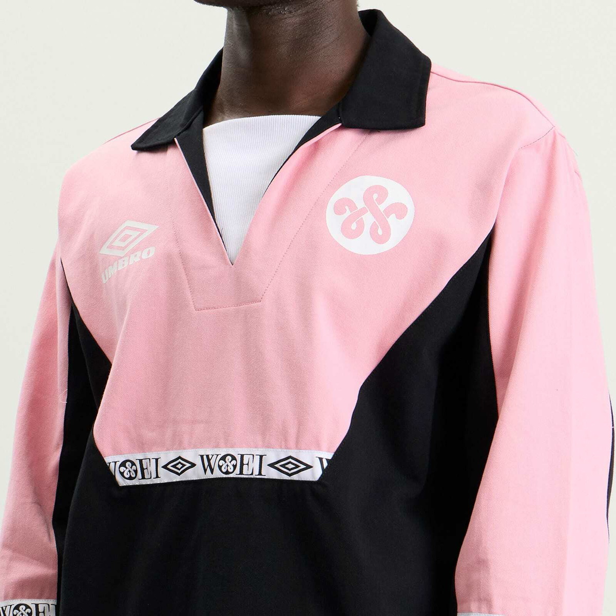 Umbro Men's x WOEI Drill Top in Black/Pink