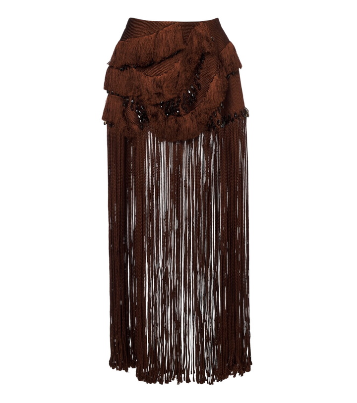 Photo: Xu Zhi Braided embellished fringed miniskirt