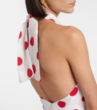 Cala de la Cruz Veneta polka-dot halterneck linen minidress