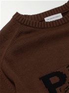 Pop Trading Company - Logo-Intarsia Cotton Sweater - Brown