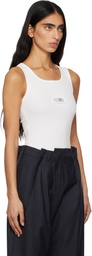 MM6 Maison Margiela White Ribbed Jersey Tank Top
