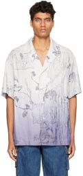 Feng Chen Wang Gray & Purple Printed Short Sleeve Shirt