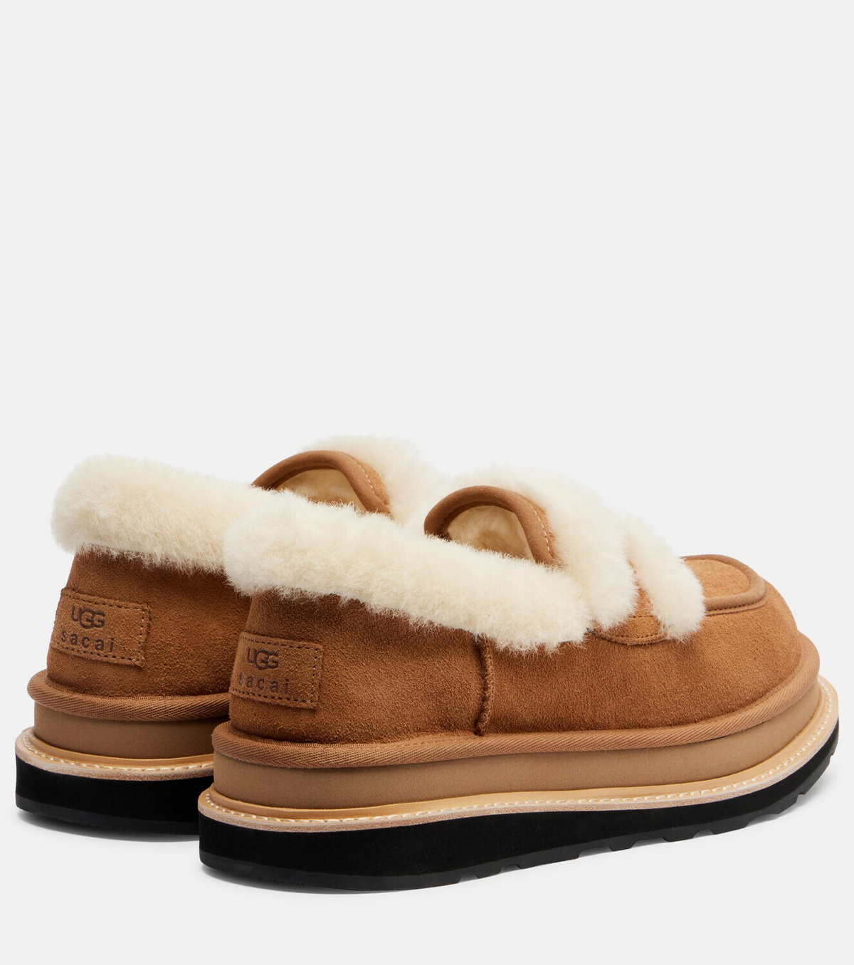 Sacai x UGG suede and shearling penny loafers Sacai
