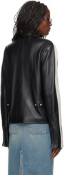 Courrèges Black Contrast Biker Leather Jacket