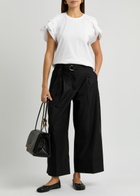 3.1 Phillip Lim Belted Wide-leg Cotton-blend Trousers Black