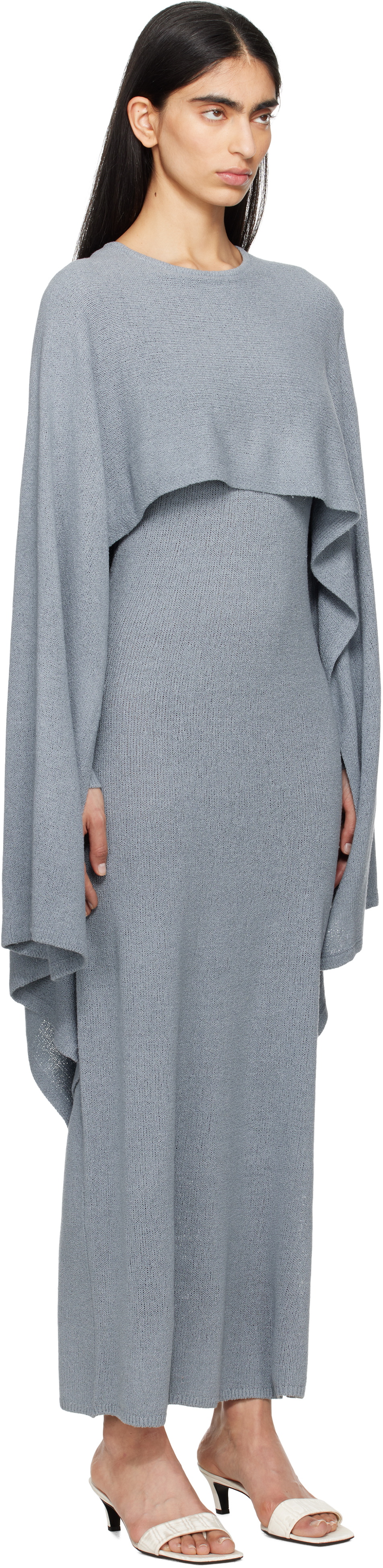 TOTEME Blue Cape Knit Maxi Dress Toteme