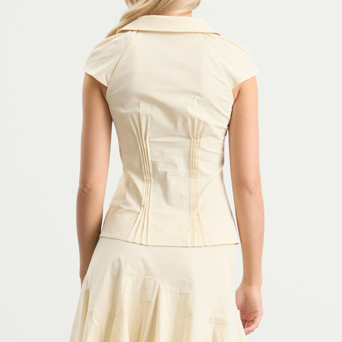 Peachy Den Women's Missy Asymmetric Stretch Blouse Presented by END. in Parchment