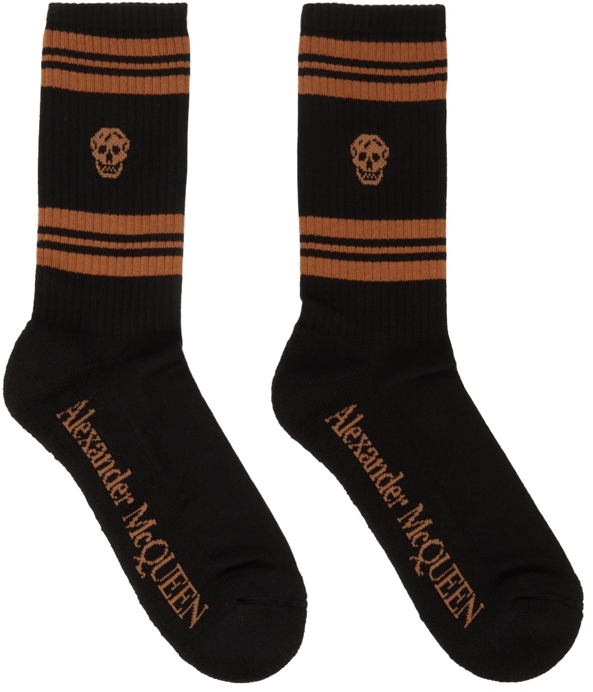 Photo: Alexander McQueen Black & Brown Stripe Skull Socks