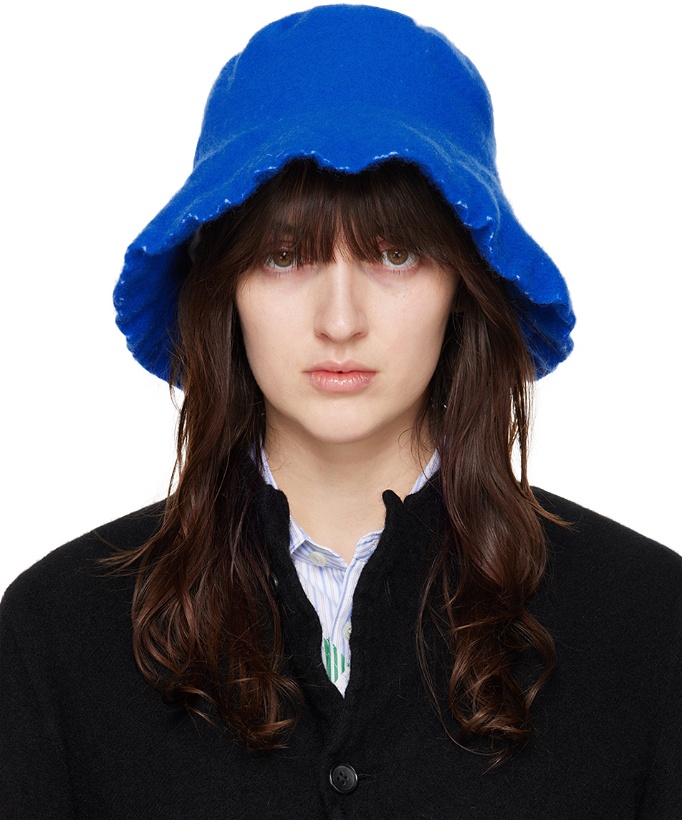 Photo: Comme des Garçons Shirt Blue Wool Nylon Tweed Bucket Hat