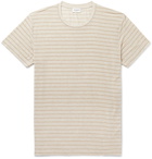 SAINT LAURENT - Metallic Striped Modal-Blend Jersey T-shirt - Neutral