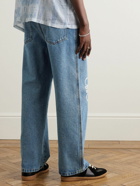 Loewe - Wide-Leg Logo-Embroidered Jeans - Blue