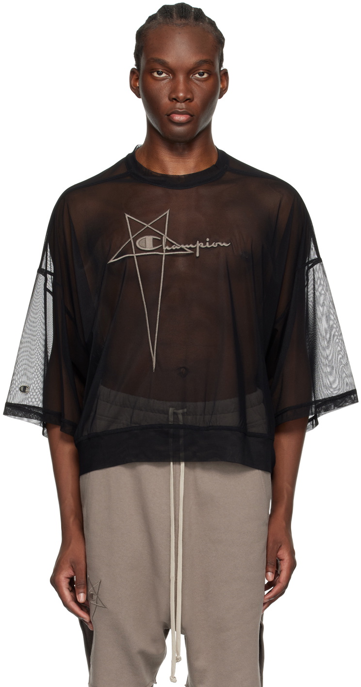 【関税&送料込】Rick Owens Cropped T-Shirt Rick Owens Black Champion Edition Tommy Cropped T-Shirt Rick