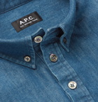 A.P.C. - Aldric Button-Down Collar Cotton-Blend Denim Shirt - Men - Indigo