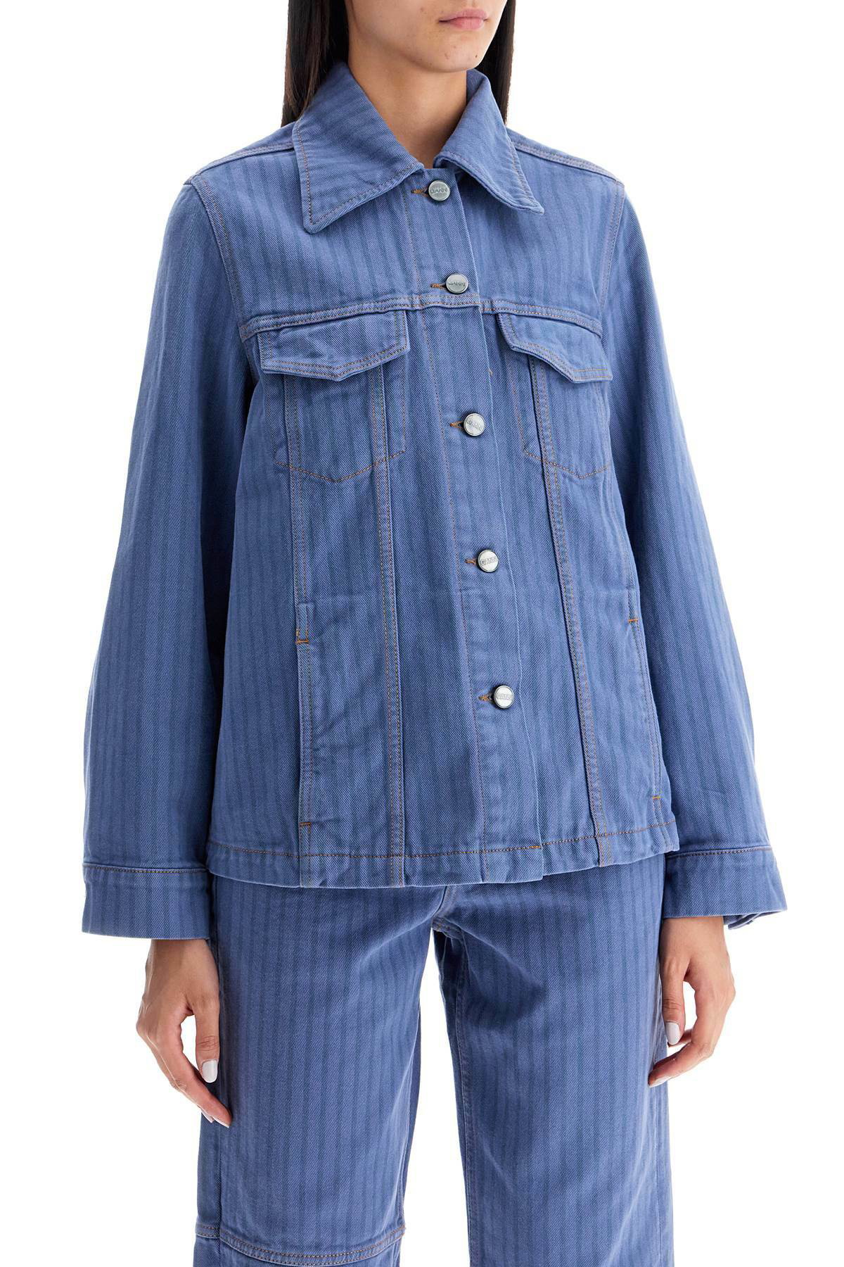 GANNI|DENIM JACKETS (STRIPE OVERDYED DENIM JACKET (J152 GANNI