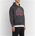 Cav Empt - Printed Embroidered Washed Loopback Cotton-Jersey Hoodie - Gray
