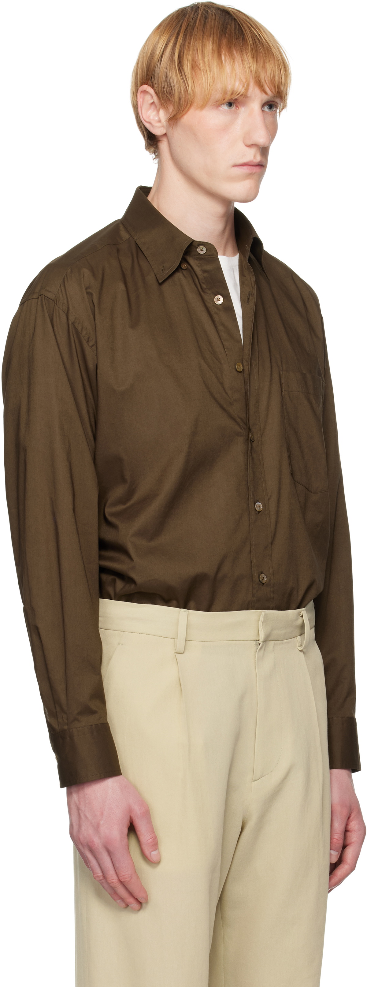 AURALEE Brown Washed Finx Typewriter Button Down Shirt Auralee