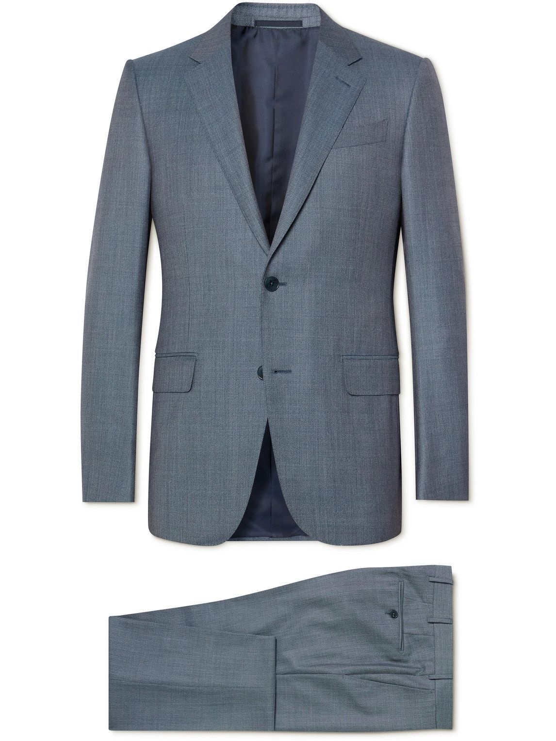 Photo: Ermenegildo Zegna - Milano Slim-Fit Wool-Hopsack Suit - Blue