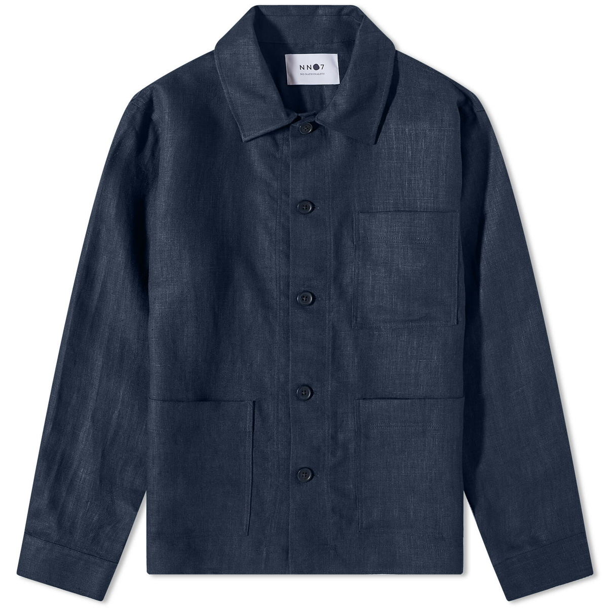 NN07 Men's Olav Linen Work Jacket in Navy Blue