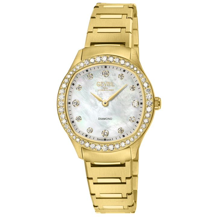 Photo: Gevril Morcote Diamond Mother of Pearl Dial Ladies Watch 19221B