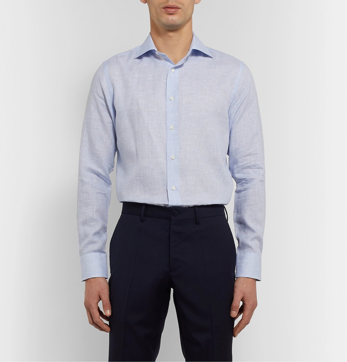 Canali - Striped Linen Shirt - Blue Canali