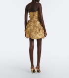 Oscar de la Renta Floral appliqué bustier dress