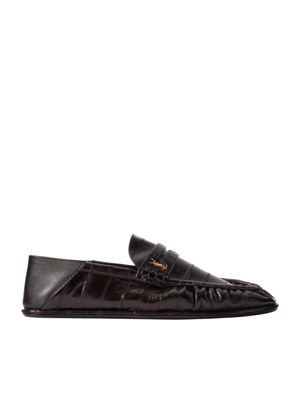 Photo: SAINT LAURENT - Le Loafer Monogram Logo-Appliquéd Eel Penny Loafers - Brown