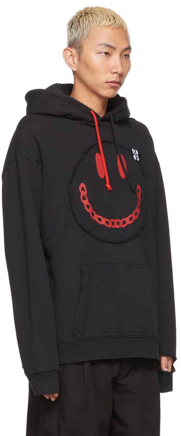 Raf Simons Black Smiley Edition Destroy Washed Hoodie Raf Simons