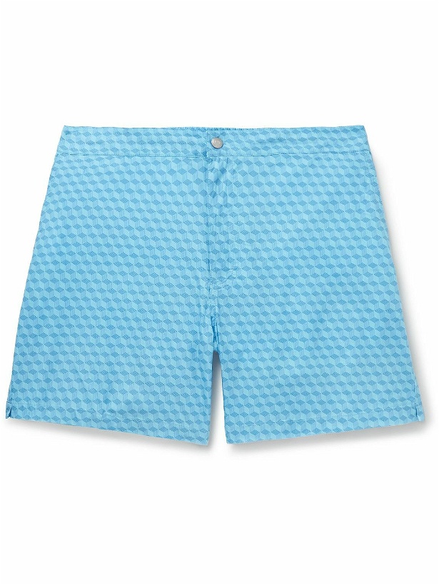 Photo: Peter Millar - Chiavari Cube Slim-Fit Shorth-Length Printed Swim Shorts - Blue
