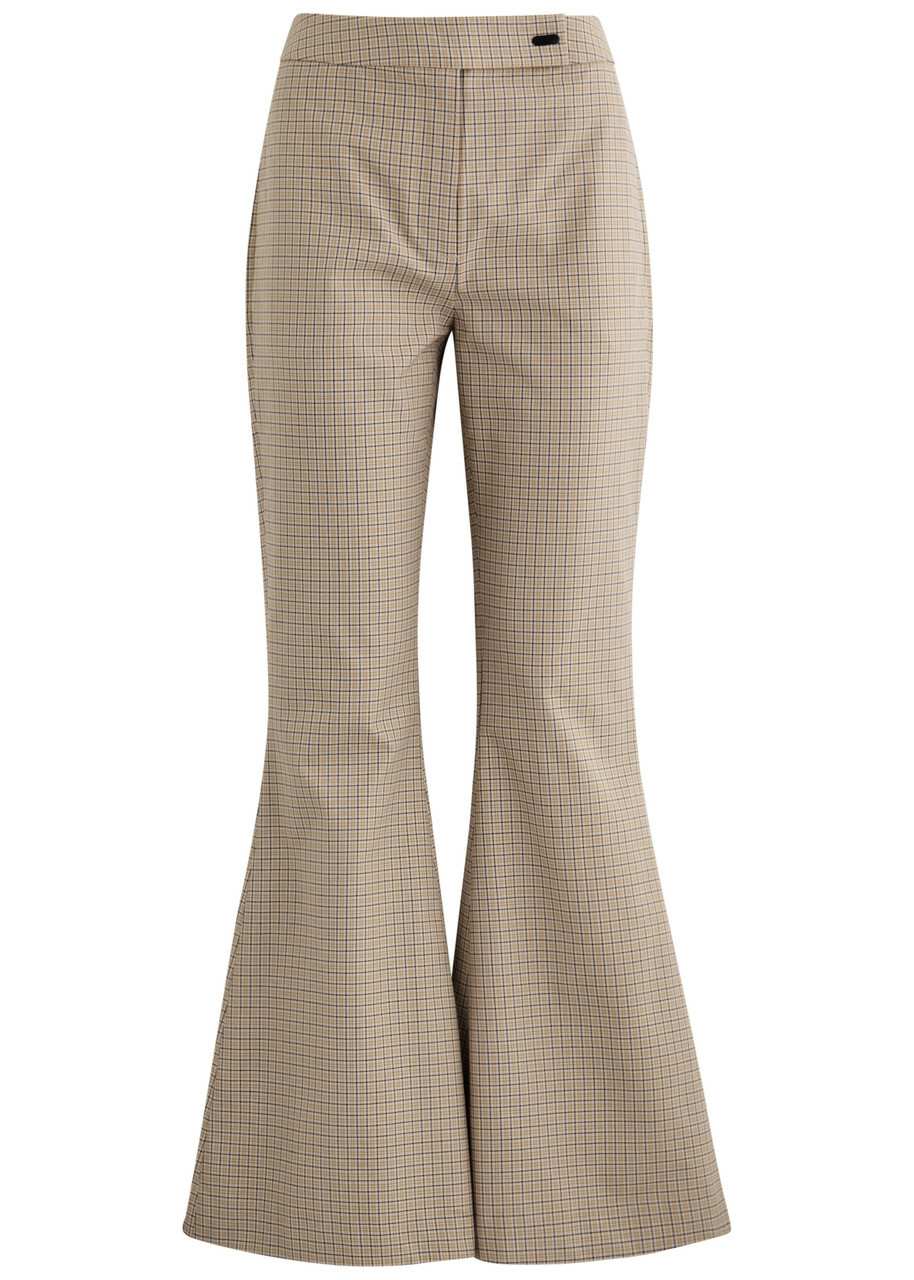 Clea Alessandra Checked Cotton-blend Trousers Beige