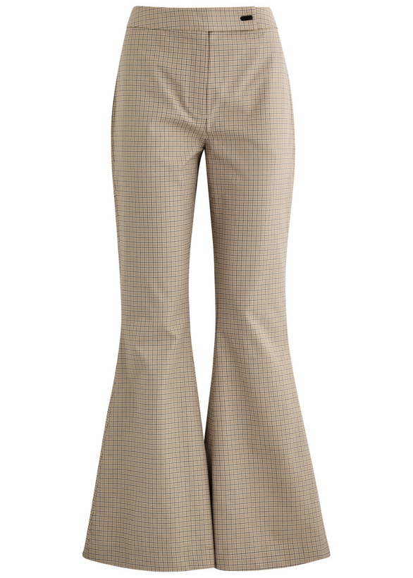 Photo: Clea Alessandra Checked Cotton-blend Trousers Beige
