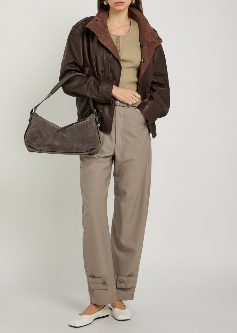 Lemaire Belted Barrel-leg Woven Trousers Taupe