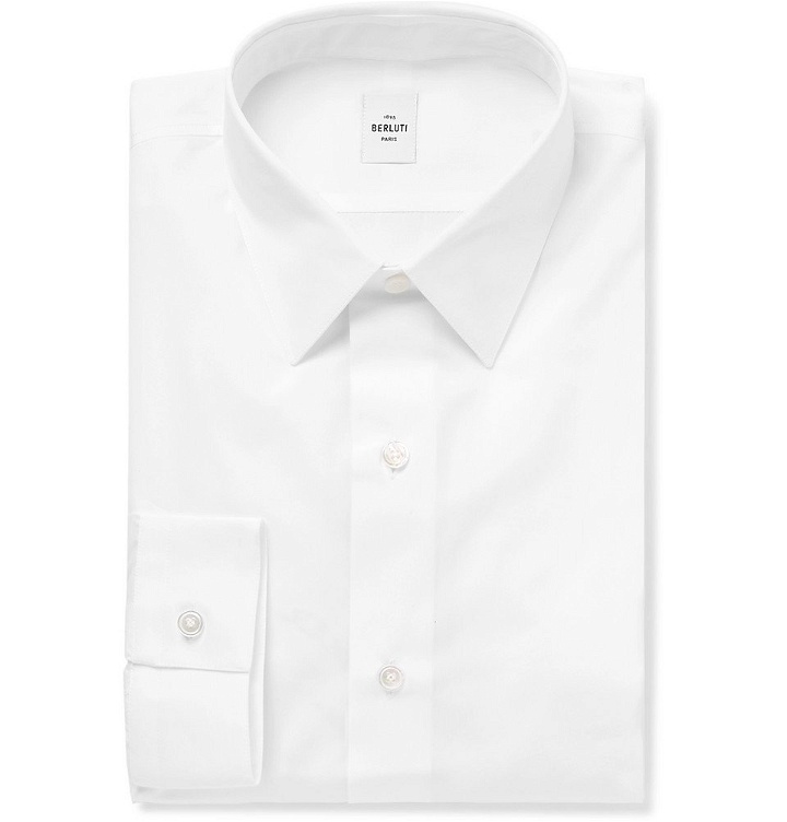 Photo: Berluti - White Slim-Fit Cotton-Poplin Shirt - White