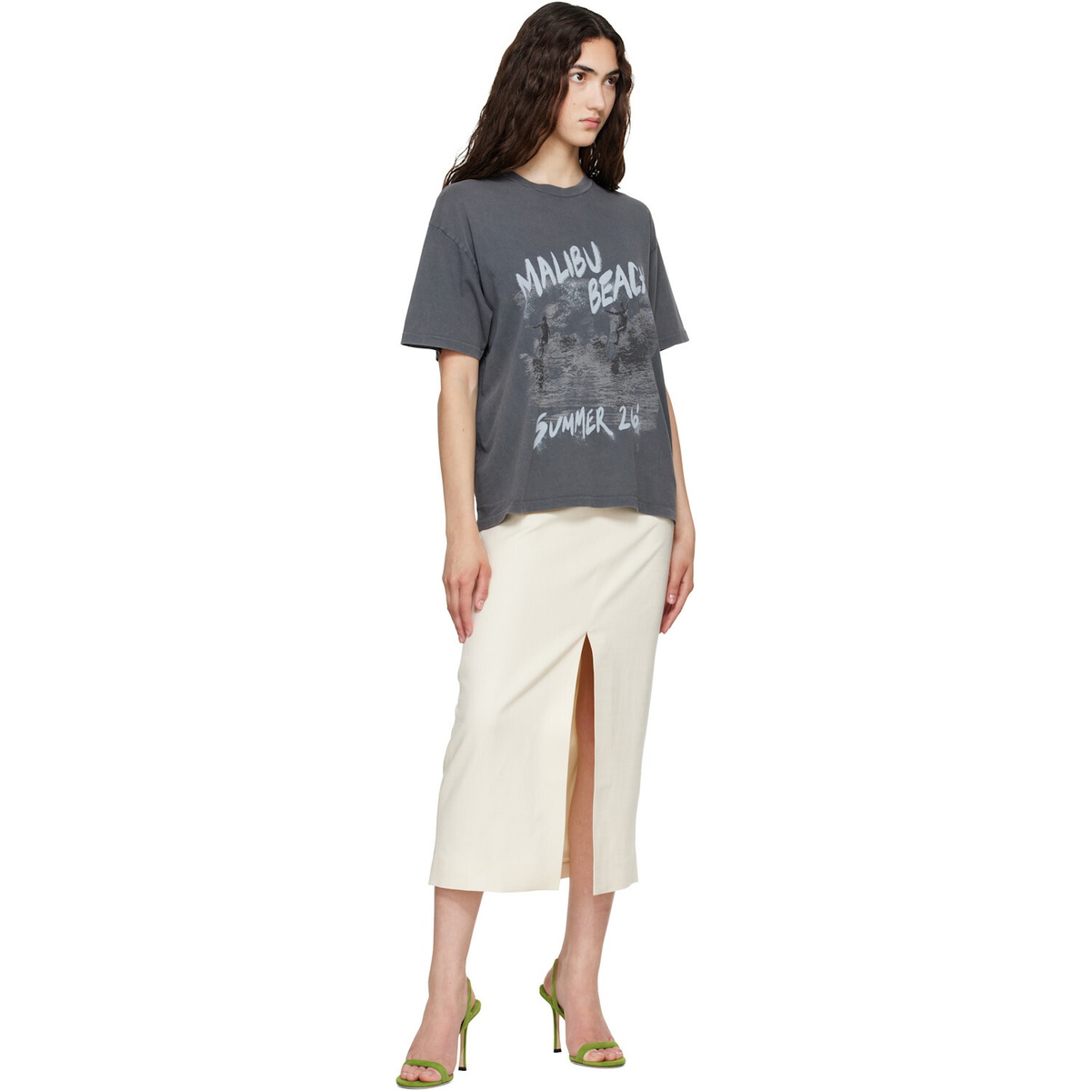ANINE BING Off-White Meredith Midi Skirt