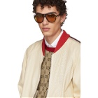 Gucci White Perforated Leather Bomber Jacket