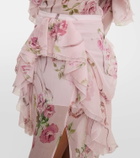 Blumarine Floral silk creponne maxi skirt