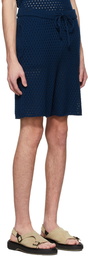 King & Tuckfield Navy Merino Textured Shorts