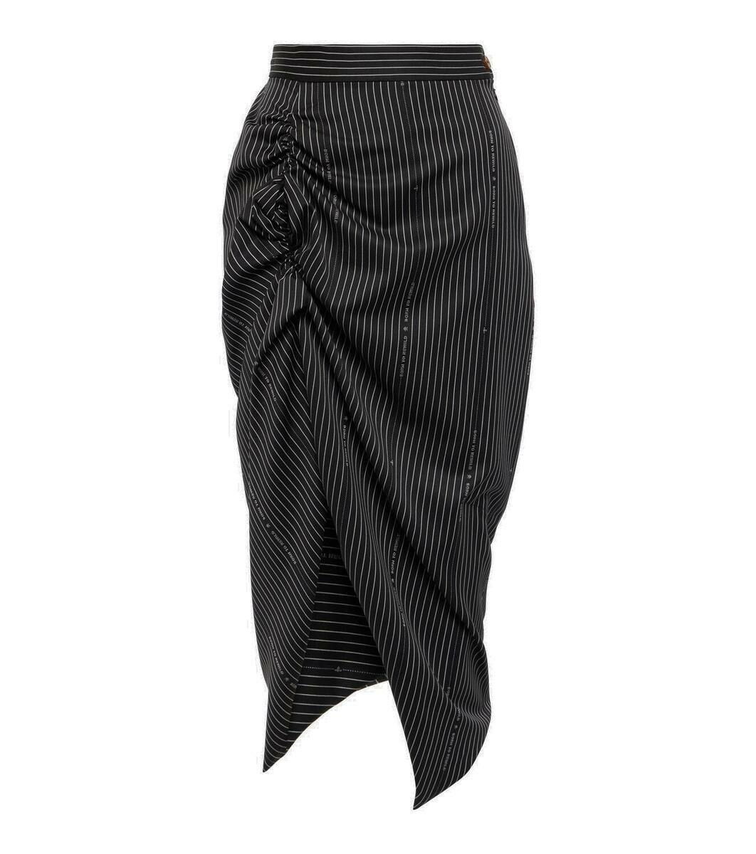 Vivienne Westwood Pinstriped wool and cotton midi skirt