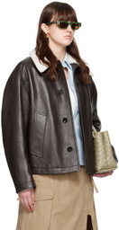 Bottega Veneta Brown Detachable Collar Leather Jacket