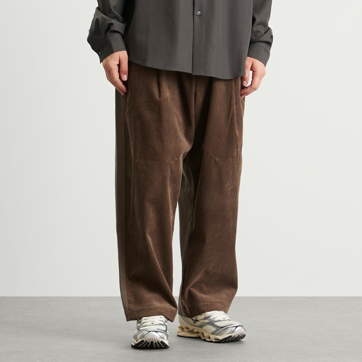 Merely Made Men's Wide Leg Cord Trousers in Brown