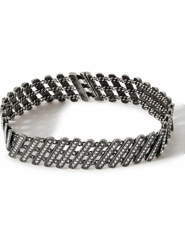 Photo: SAINT LAURENT - Silver-Tone Crystal Bracelet - Silver