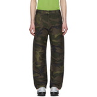 Junya Watanabe Khaki and Brown Jacquard Camo Trousers