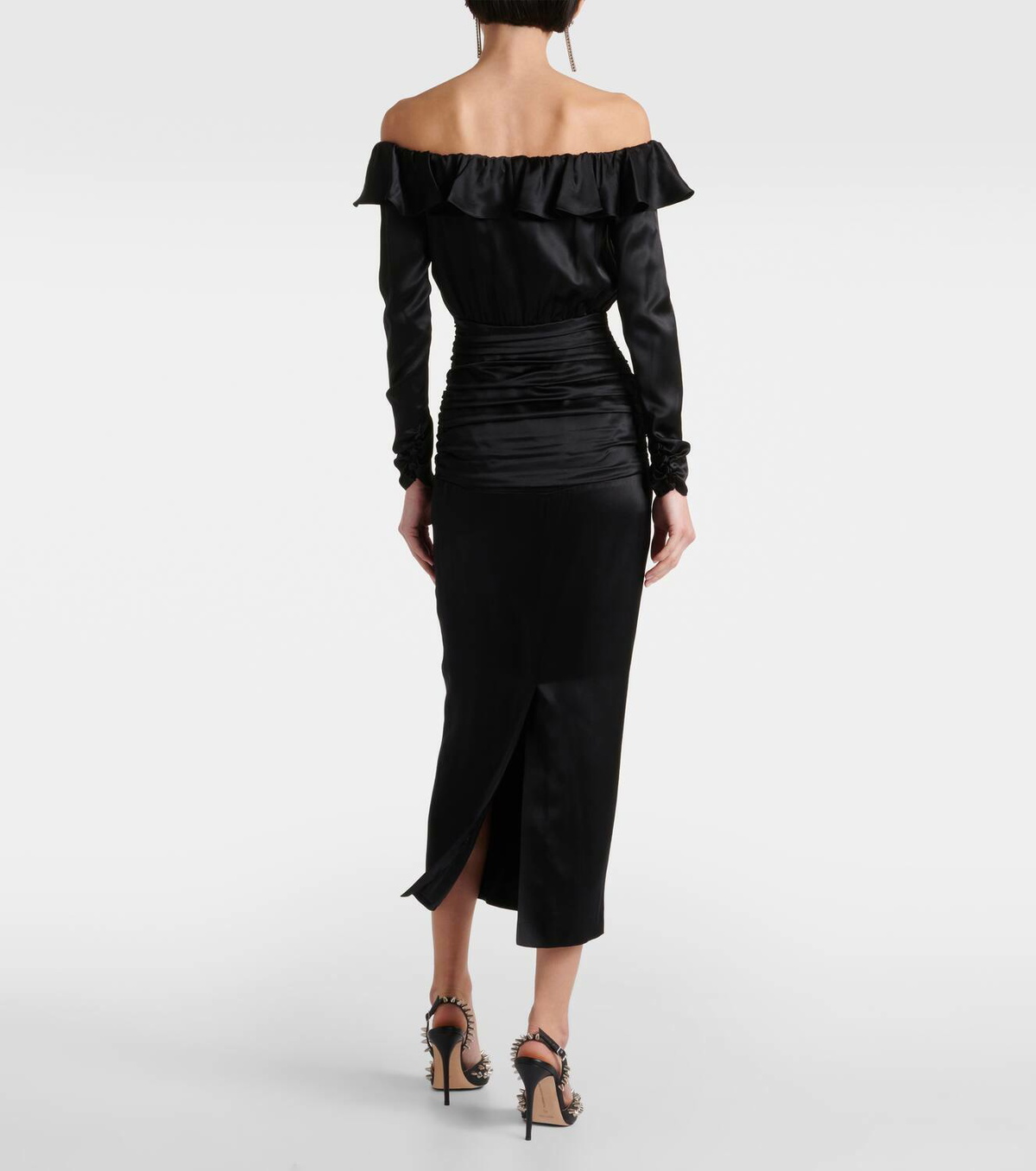Alessandra Rich Off-shoulder silk midi dress Alessandra Rich Alessandra Rich Off-shoulder silk midi dress Alessandra Rich