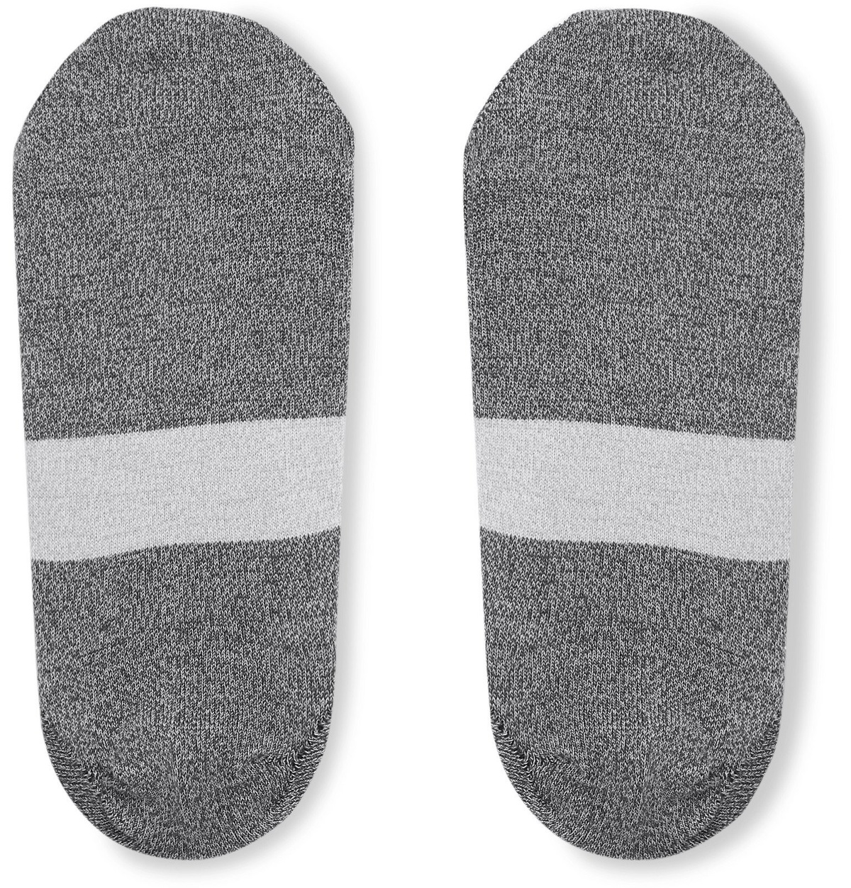 N/A - Striped Stretch Cotton-Blend No-Show Socks - Gray