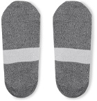 N/A - Striped Stretch Cotton-Blend No-Show Socks - Gray