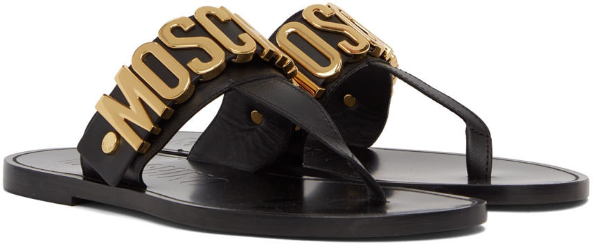 Moschino Black Lettering Logo Sandals Moschino