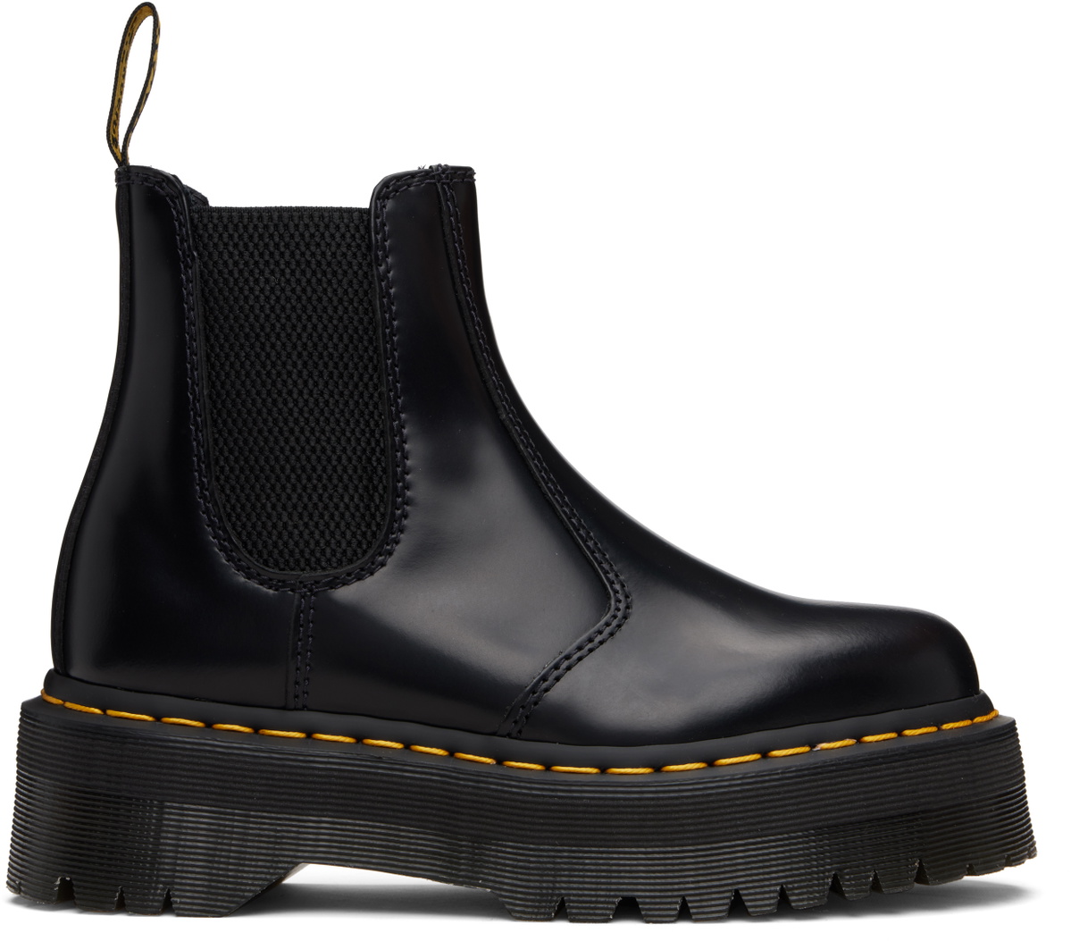 Dr. Martens Black 2976 Polished Smooth Platform Chelsea Boots