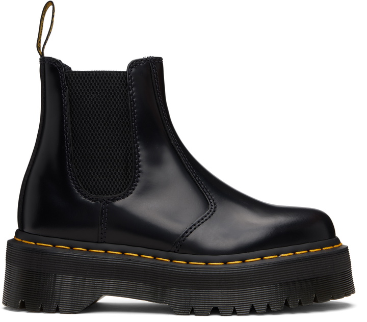 Photo: Dr. Martens Black 2976 Polished Smooth Platform Chelsea Boots