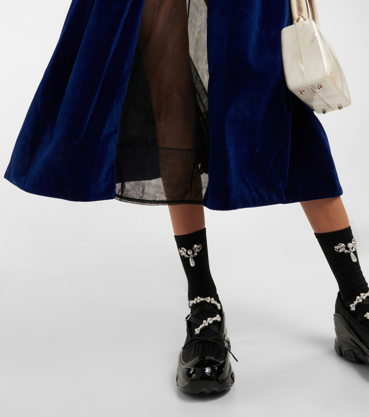 Simone Rocha - Embellished tulle-paneled velvet gown Simone Rocha