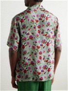 Séfr - Noam Camp-Collar Floral-Print Satin Shirt - Green