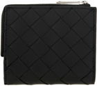 Bottega Veneta Black Intrecciato Bi-Fold Zip Wallet